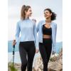 imageBALEAF Womens UPF 50 Sun Shirts Protection SPF Crop Jacket UV Protection Long Sleeve Full Zip Clothing LightweightLight Blue