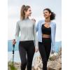 imageBALEAF Womens UPF 50 Sun Shirts Protection SPF Crop Jacket UV Protection Long Sleeve Full Zip Clothing LightweightLight Gray