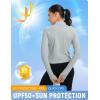 imageBALEAF Womens UPF 50 Sun Shirts Protection SPF Crop Jacket UV Protection Long Sleeve Full Zip Clothing LightweightLight Gray