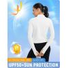 imageBALEAF Womens UPF 50 Sun Shirts Protection SPF Crop Jacket UV Protection Long Sleeve Full Zip Clothing LightweightUltra White