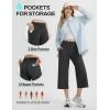 imageBALEAF Womens Wide Leg Yoga Capris Pants with 4 Pockets Plus Size Cropped Dress Pants Travel Casual SummerBlack