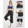 imageBALEAF Womens Wide Leg Yoga Capris Pants with 4 Pockets Plus Size Cropped Dress Pants Travel Casual SummerBlack