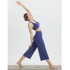 imageBALEAF Womens Wide Leg Yoga Capris Pants with 4 Pockets Plus Size Cropped Dress Pants Travel Casual SummerNavy Blue