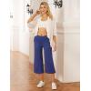 imageBALEAF Womens Wide Leg Yoga Capris Pants with 4 Pockets Plus Size Cropped Dress Pants Travel Casual SummerNavy Blue