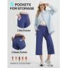 imageBALEAF Womens Wide Leg Yoga Capris Pants with 4 Pockets Plus Size Cropped Dress Pants Travel Casual SummerNavy Blue