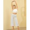 imageBALEAF Womens Wide Leg Yoga Capris Pants with 4 Pockets Plus Size Cropped Dress Pants Travel Casual SummerWhite