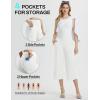 imageBALEAF Womens Wide Leg Yoga Capris Pants with 4 Pockets Plus Size Cropped Dress Pants Travel Casual SummerWhite