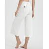 imageBALEAF Womens Wide Leg Yoga Capris Pants with 4 Pockets Plus Size Cropped Dress Pants Travel Casual SummerWhite