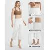 imageBALEAF Womens Wide Leg Yoga Capris Pants with 4 Pockets Plus Size Cropped Dress Pants Travel Casual SummerWhite