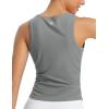 imageBALEAF Womens Workout Tank Tops Sleeveless Athletic Gym Shirts Fitted Crop Tops Yoga Tennis RunningDark Gray