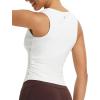 imageBALEAF Womens Workout Tank Tops Sleeveless Athletic Gym Shirts Fitted Crop Tops Yoga Tennis RunningStar White