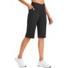 imageBALEAF Womens Bermuda Long Shorts 14quot Knee Length High Waisted Athletic Shorts with Pockets Stretch Soft Loose Casual SummerBlack