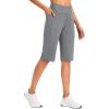 imageBALEAF Womens Bermuda Long Shorts 14quot Knee Length High Waisted Athletic Shorts with Pockets Stretch Soft Loose Casual SummerDark Grey