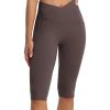 imageBALEAF Womens Knee Length Capri Leggings with Pockets High Waisted Stretch for Casual Summer Yoga Workout ExerciseSeal Brown