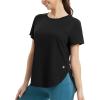 imageBALEAF Womens Running Shirts Short Sleeve Workout Tops Quick Dry Athletic TShirts Loose Fit Gym Yoga Tee UPF 50Black
