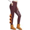 imageBALEAF Womens Thick Fleece Lined Leggings Water Resistant Zipper Pocket High Waisted Winter Snow Pants01red