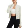imageBALEAF Womens UPF 50 Sun Shirts Protection SPF Crop Jacket UV Protection Long Sleeve Full Zip Clothing LightweightRaw Linen