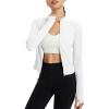 imageBALEAF Womens UPF 50 Sun Shirts Protection SPF Crop Jacket UV Protection Long Sleeve Full Zip Clothing LightweightUltra White