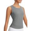 imageBALEAF Womens Workout Tank Tops Sleeveless Athletic Gym Shirts Fitted Crop Tops Yoga Tennis RunningDark Gray