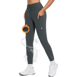 imageBALEAF Womens Thick Fleece Lined Leggings Water Resistant Zipper Pocket High Waisted Winter Snow Pants03gray