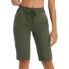 imageBALEAF Womens 13 Knee Length Hiking Shorts Quick Dry Water Resistant Lightweight Bermuda with PocketsArmy Green