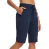 imageBALEAF Womens 13 Knee Length Hiking Shorts Quick Dry Water Resistant Lightweight Bermuda with PocketsNavy Blue