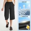 imageBALEAF Womens 17quot Capri Pants Bermuda Long Shorts Below Knee Wide Leg Lightweight Quick Dry Elastic Waist Casual for HikingBlack