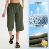 imageBALEAF Womens 17quot Capri Pants Bermuda Long Shorts Below Knee Wide Leg Lightweight Quick Dry Elastic Waist Casual for HikingDark Army Green