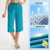 imageBALEAF Womens 17quot Capri Pants Bermuda Long Shorts Below Knee Wide Leg Lightweight Quick Dry Elastic Waist Casual for HikingGlacier Blue