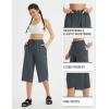imageBALEAF Womens 17quot Capri Pants Bermuda Long Shorts Below Knee Wide Leg Lightweight Quick Dry Elastic Waist Casual for HikingGray