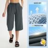 imageBALEAF Womens 17quot Capri Pants Bermuda Long Shorts Below Knee Wide Leg Lightweight Quick Dry Elastic Waist Casual for HikingGray