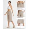 imageBALEAF Womens 17quot Capri Pants Bermuda Long Shorts Below Knee Wide Leg Lightweight Quick Dry Elastic Waist Casual for HikingLight Khaki