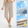 imageBALEAF Womens 17quot Capri Pants Bermuda Long Shorts Below Knee Wide Leg Lightweight Quick Dry Elastic Waist Casual for HikingLight Khaki