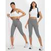 imageBALEAF Womens 17quot High Waisted Lycra Capri Leggings with Pockets Tummy Control Yoga Gym Capris PantsDark Gray