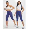 imageBALEAF Womens 17quot High Waisted Lycra Capri Leggings with Pockets Tummy Control Yoga Gym Capris PantsNavy Blue