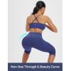 imageBALEAF Womens 17quot High Waisted Lycra Capri Leggings with Pockets Tummy Control Yoga Gym Capris PantsNavy Blue