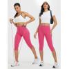 imageBALEAF Womens 17quot High Waisted Lycra Capri Leggings with Pockets Tummy Control Yoga Gym Capris PantsRose Red
