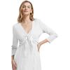 imageBALEAF Womens 34 Sleeve Swim Beach Cover Up UPF50 Bathing Suit Swimsuit Cover Up Tie Front Cropped Sun Protection Shirts Lightweight Cardigan White L