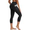imageBALEAF Womens Capri Leggings with Pockets Tummy Control 21quot Inseam Workout Capris Yoga PantsBlack