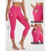 imageBALEAF Womens Capri Leggings with Pockets Tummy Control 21quot Inseam Workout Capris Yoga PantsRosy