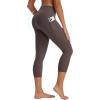 imageBALEAF Womens Capri Leggings with Pockets Tummy Control 21quot Inseam Workout Capris Yoga PantsSeal Brown