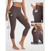 imageBALEAF Womens Capri Leggings with Pockets Tummy Control 21quot Inseam Workout Capris Yoga PantsSeal Brown