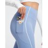 imageBALEAF Womens Leggings with Pockets for Yoga Workout High Waisted Legging Tummy Control Petite Ankle PantsSwallowtail Blue