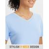 imageBALEAF Womens Short Sleeve Shirts UPF 50 Sun Shirt V Neck UV Workout Moisture Wicking Quick Dry Fit TShirtsLight Blue