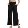 imageBALEAF Womens Wide Leg Swim Pants UPF50 Long Beach Pants High Waisted Lightweight Quick Dry Flowy Swim Capris with PocketsBlack