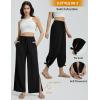 imageBALEAF Womens Wide Leg Swim Pants UPF50 Long Beach Pants High Waisted Lightweight Quick Dry Flowy Swim Capris with PocketsBlack