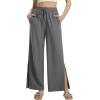 imageBALEAF Womens Wide Leg Swim Pants UPF50 Long Beach Pants High Waisted Lightweight Quick Dry Flowy Swim Capris with PocketsDark Gray