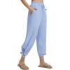 imageBALEAF Womens Wide Leg Swim Pants UPF50 Long Beach Pants High Waisted Lightweight Quick Dry Flowy Swim Capris with PocketsLight Blue