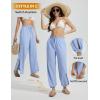 imageBALEAF Womens Wide Leg Swim Pants UPF50 Long Beach Pants High Waisted Lightweight Quick Dry Flowy Swim Capris with PocketsLight Blue