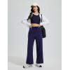 imageBALEAF Womens Wide Leg Swim Pants UPF50 Long Beach Pants High Waisted Lightweight Quick Dry Flowy Swim Capris with PocketsNavy Blue